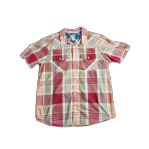 Patagonia organic cotton vintage  short sleeve button down plaid shirt red men M